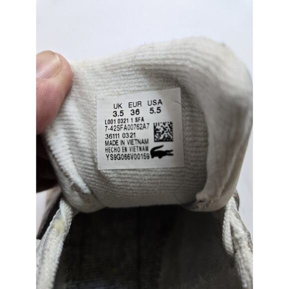 Lacoste L001 0321 Women's White Leather Athletic Runners Sneakers Size 5.5 EU 36 - Picture 9 of 13